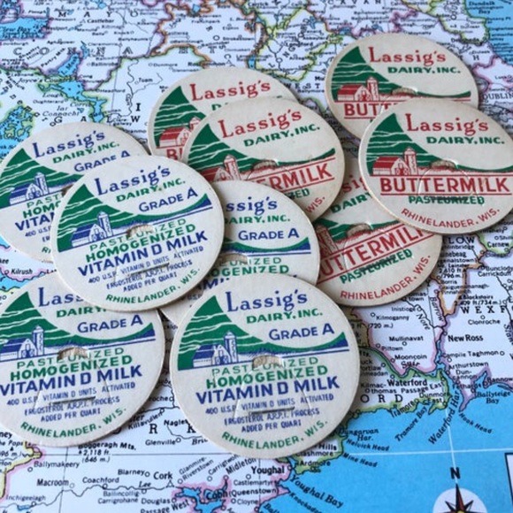 10 Vintage Milk Bottle Caps Original Wi